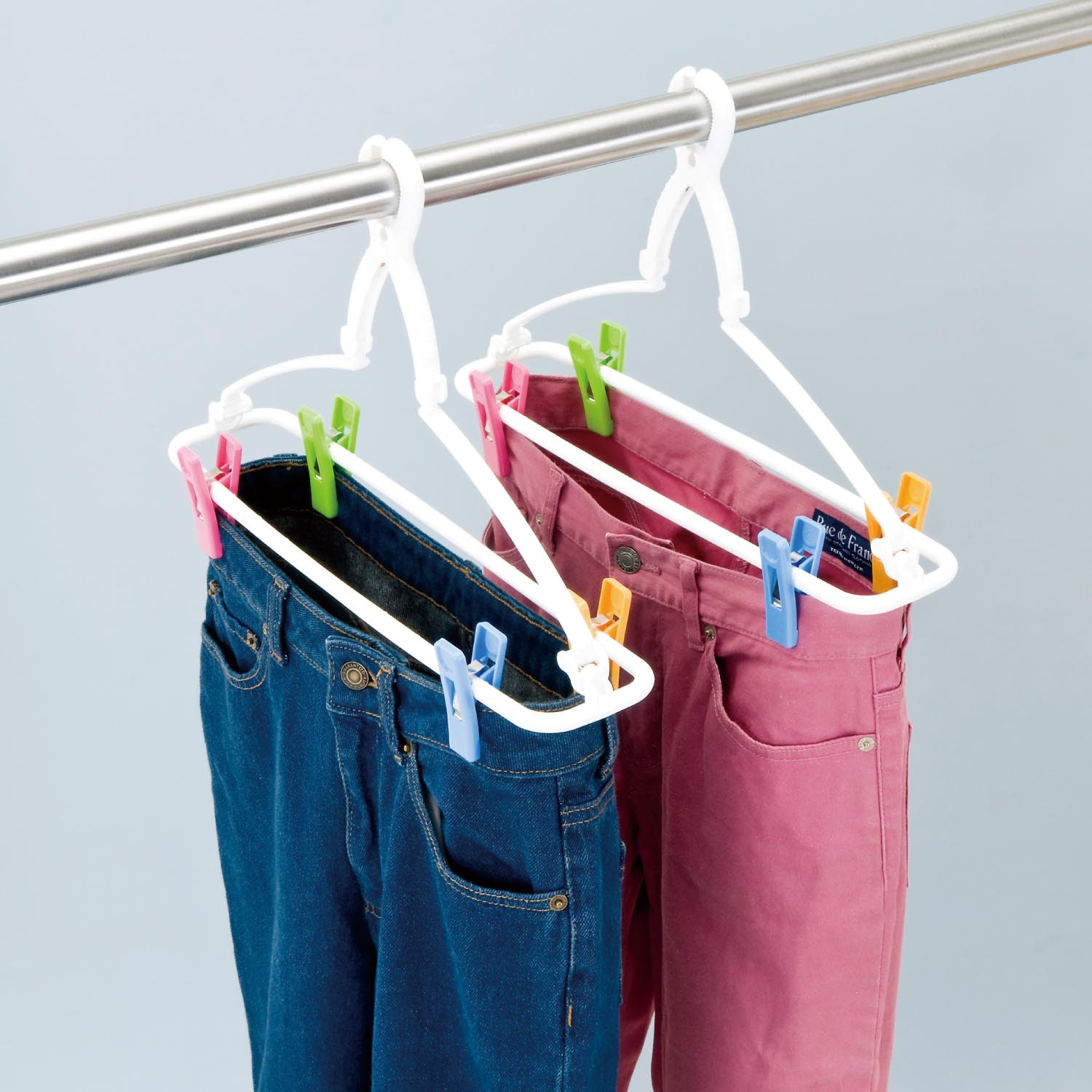 ズボンが早く乾く洗濯ハンガー2本セット 【厚手のスエットシャツも】