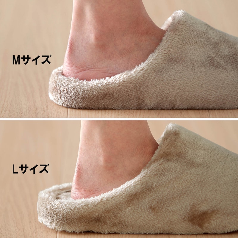 ベージュ／23.5㎝の方が、Mサイズ、Lサイズを履いた場合の比較