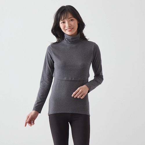 綿混あったかインナー・産後タートルネック長袖(授乳口付)