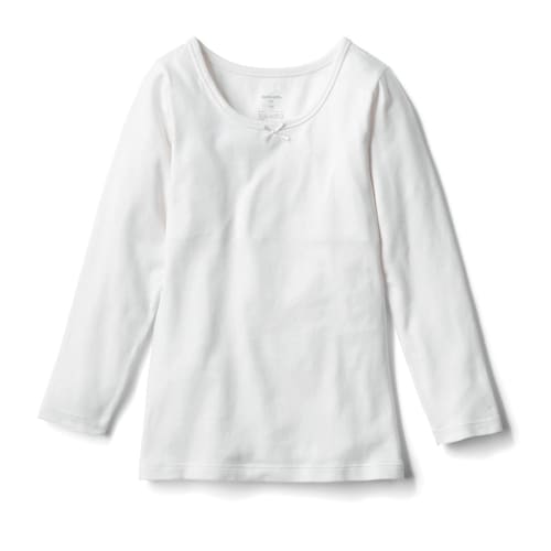 綿混あったかインナー・胸元二重九分袖ジュニア(130～)【節電・寒さ対策】