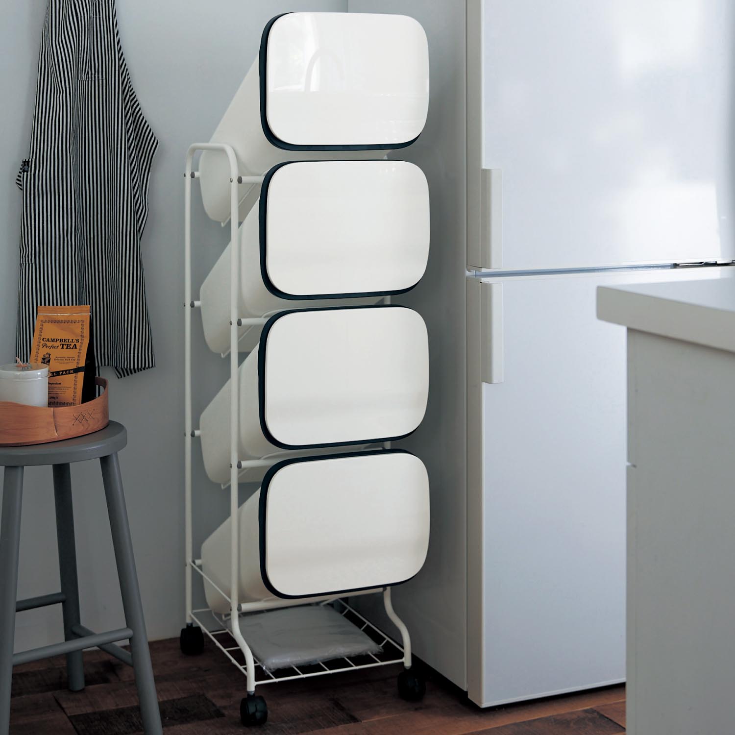 【ベルメゾン】【TVで紹介されました】積み重ねて使うキャスター付き分別キッチンゴミ箱