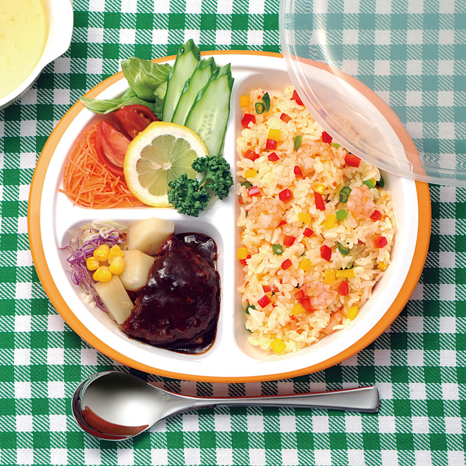 【ベルメゾン】重ねてスッキリ収納!お家で食べるお弁当ワンプレート皿「ラウンド」