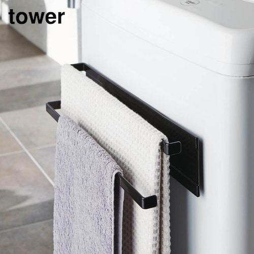 マグネットで取り付けられる洗濯機横タオルハンガー（タワー/tower）