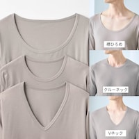 【襟ぐり比較】上）襟ひろめ　中）クルーネック★当商品　下）Vネック