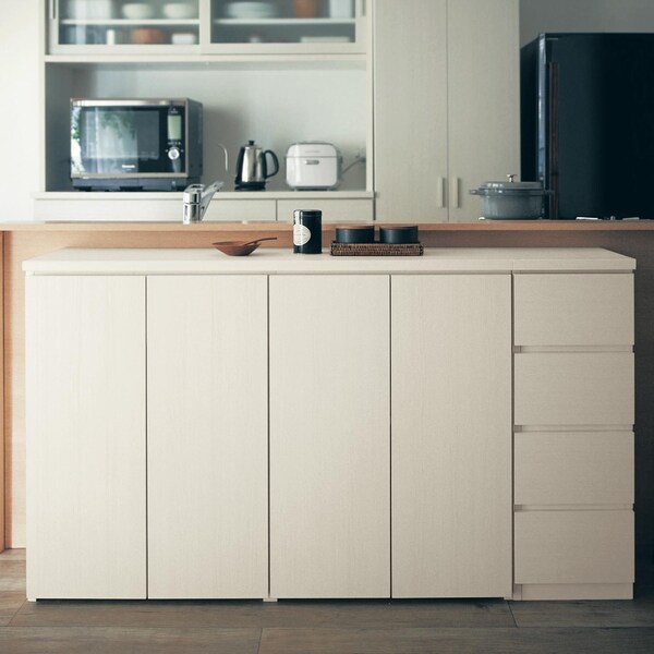 【ベルメゾン】1cmピッチダブル棚板のカウンター下収納[日本製]