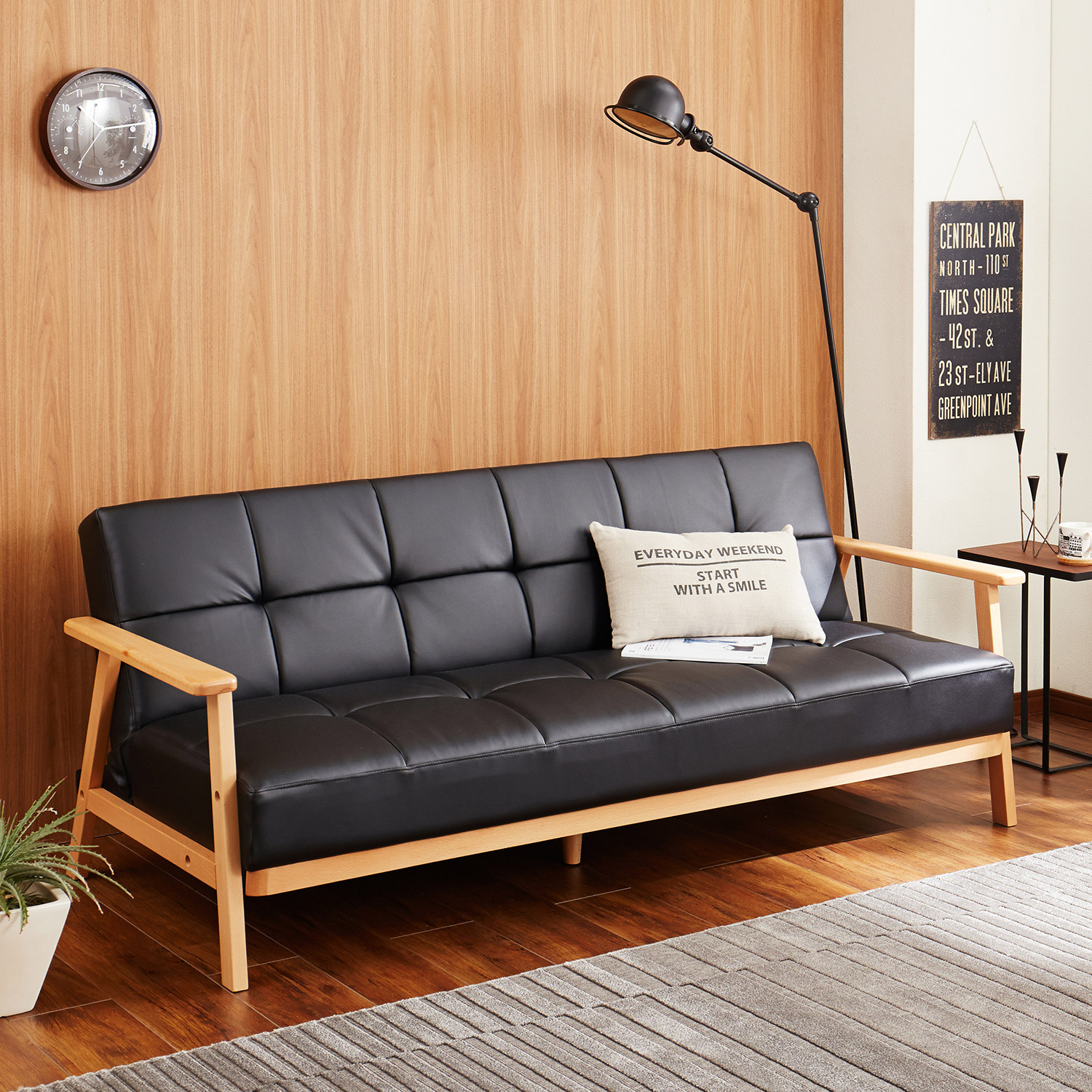 【ベルメゾン】木肘付きソファーベッド