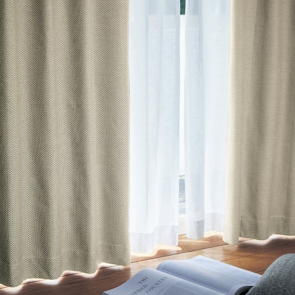 【ベルメゾン】【在庫限りのお買得】 【お買い得な既製サイズ】麻混の表情豊かな遮光・遮熱・防音・形状記憶カーテン