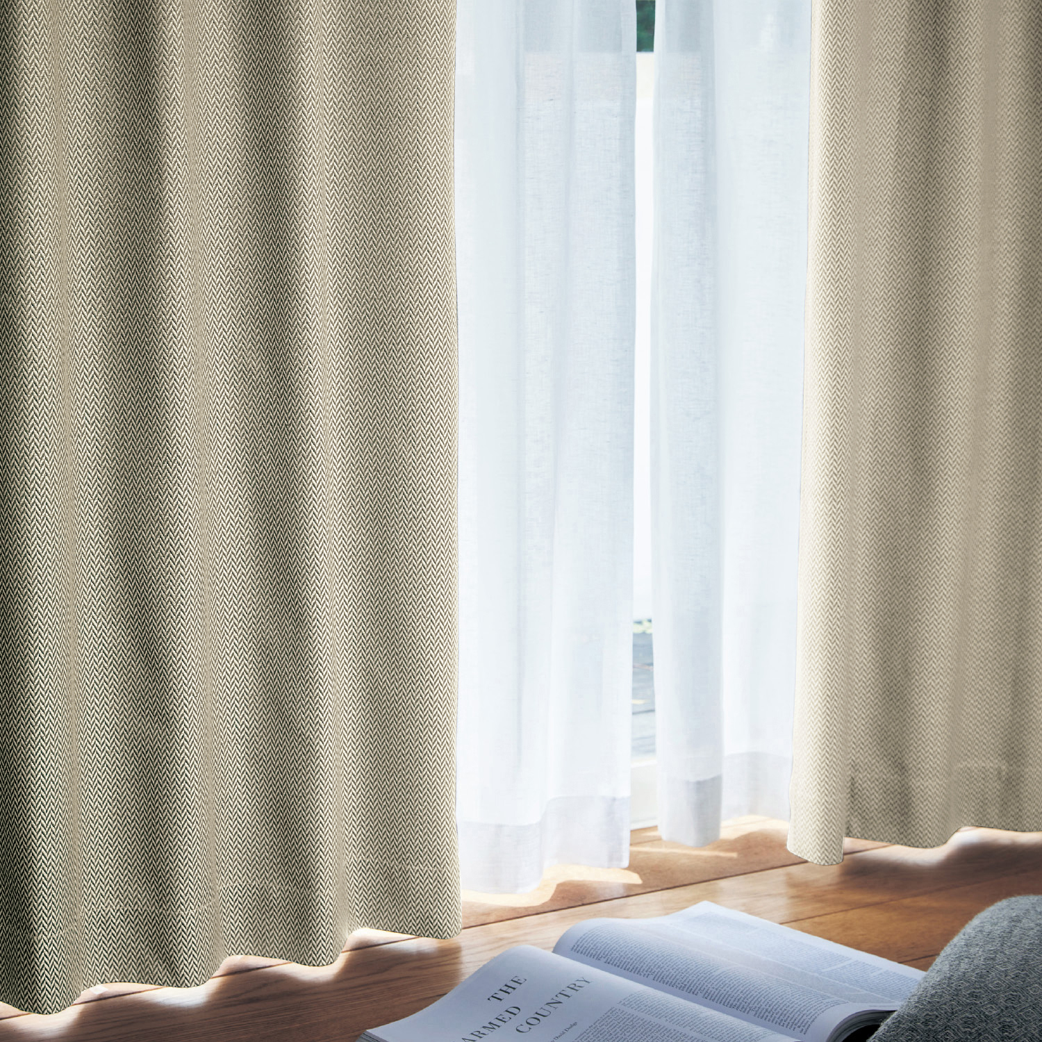 【ベルメゾン】【サイズ合えばお買得】 麻混の表情豊かな遮光・遮熱・防音・形状記憶カーテン