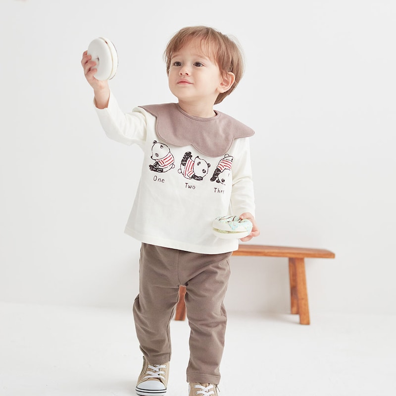 ソフトイエロー＆チョコレートブラウン／モデル身長82㎝