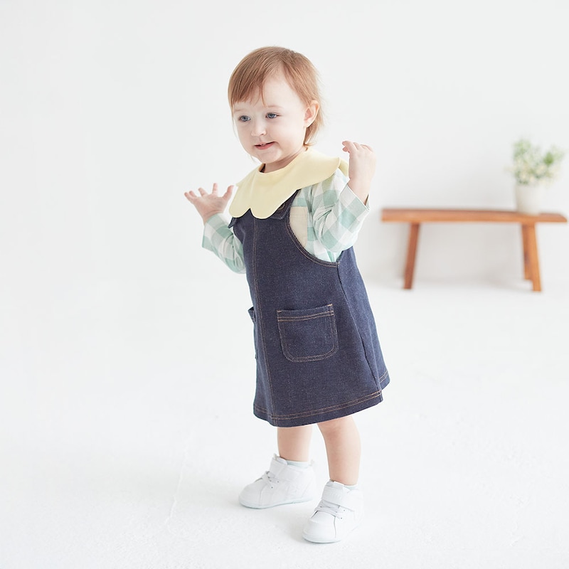 ソフトイエロー＆チョコレートブラウン／モデル身長80㎝