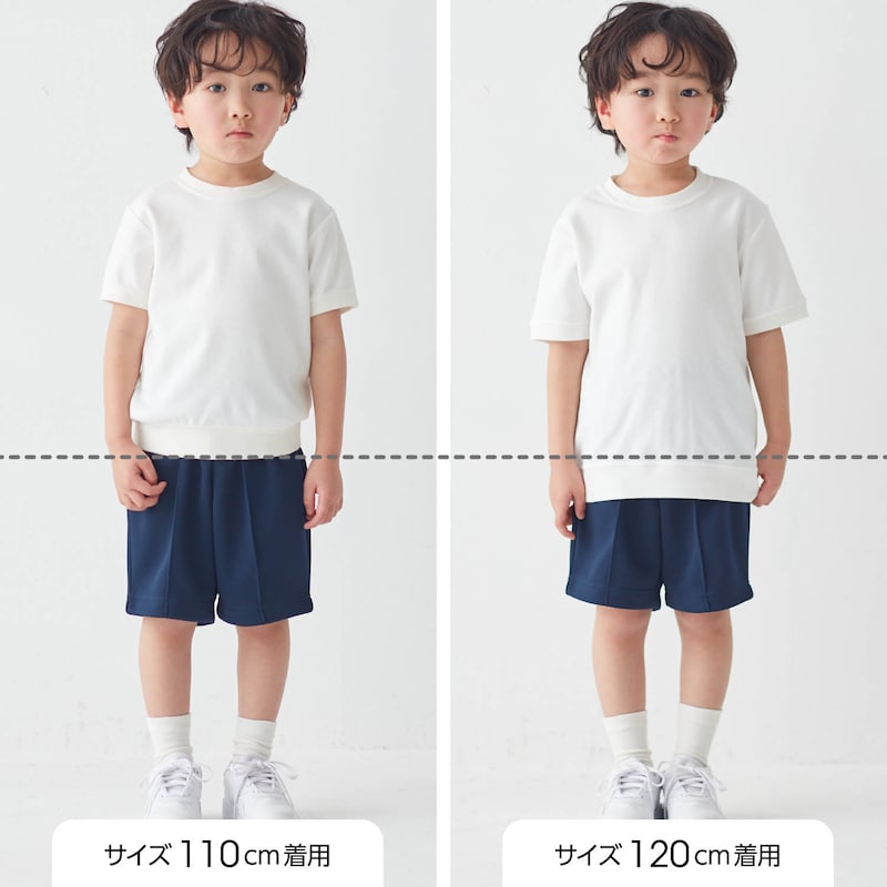 サイズ別着用比較（半袖）／モデル身長107cm