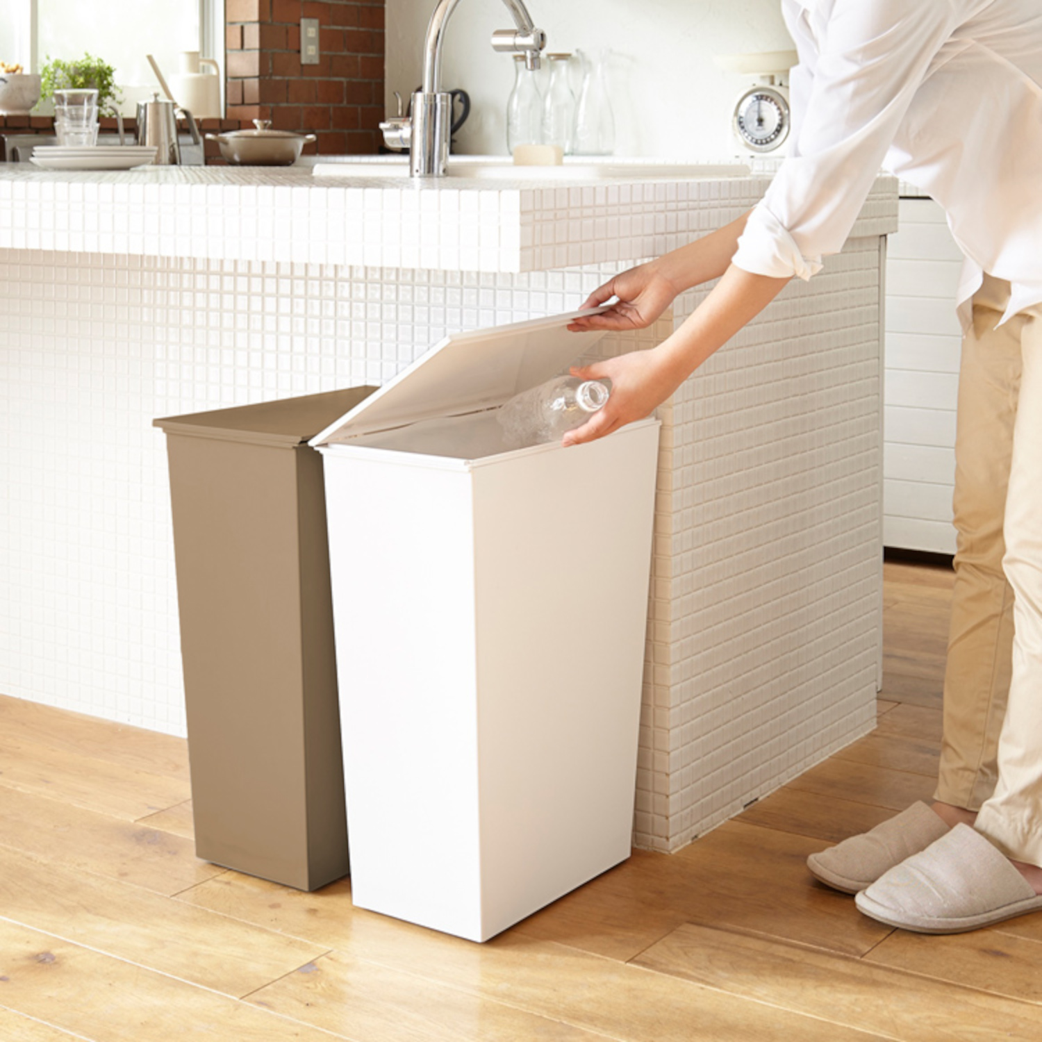 【アイムディー/I'mD】縦開き/横開きが選べるキッチンゴミ箱"クードシンプル"【キャスター付き】