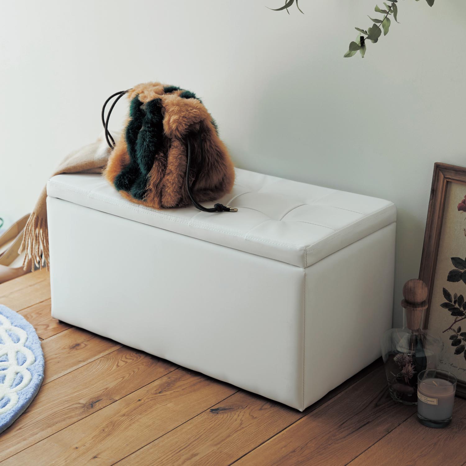 【ベルメゾン】ベンチにもなる収納ボックス 【合成皮革でお手入れしやすい】