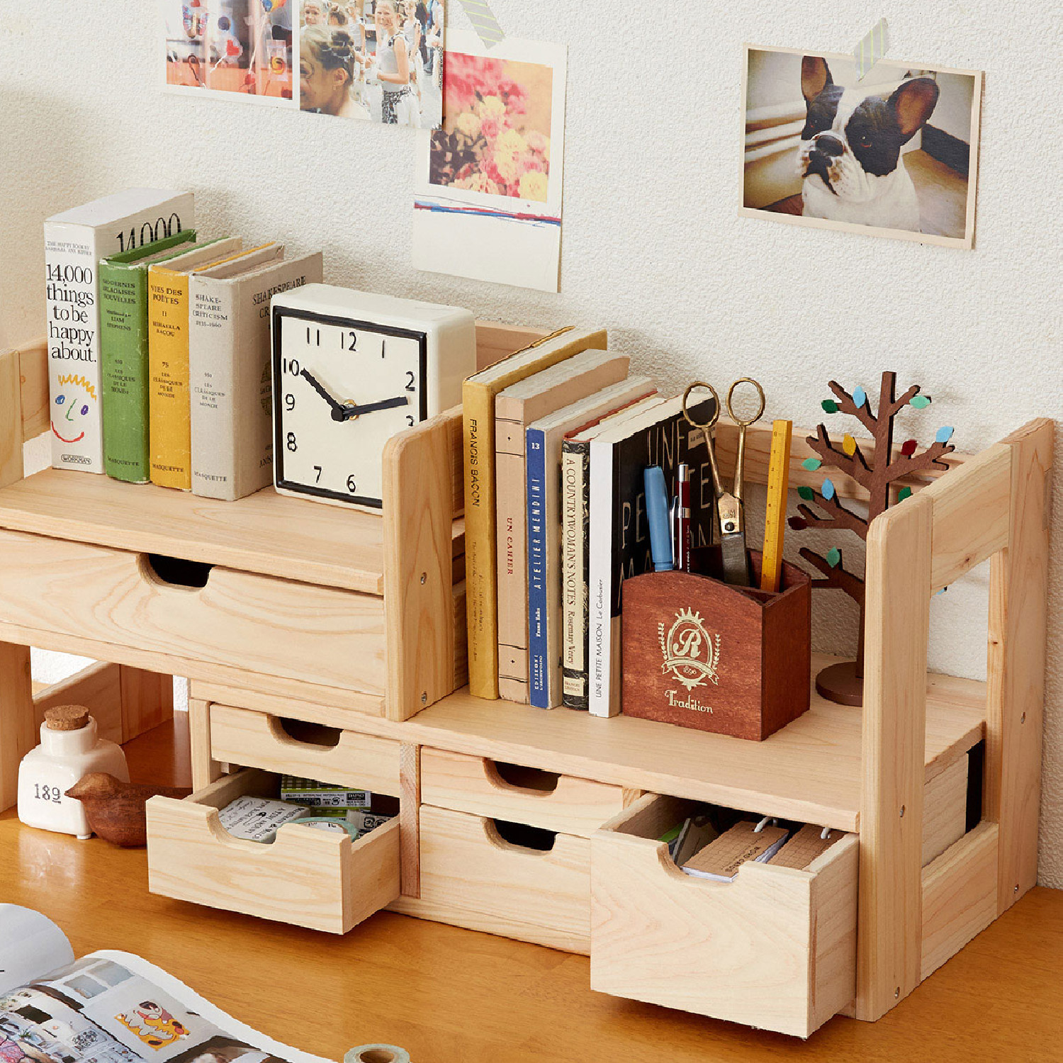 【ベルメゾン】幅が伸縮する卓上ブックスタンド 日本製【ひのき使用】