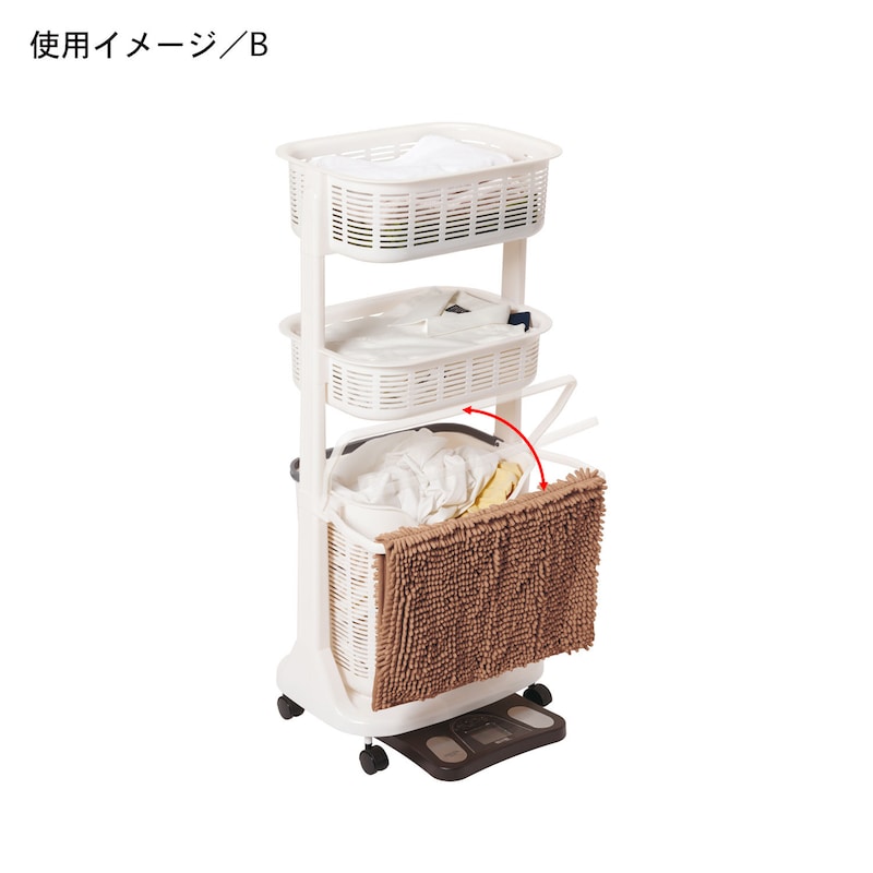 バスマット干しのバーは可動します。※Bタイプは真上まで持ち上がりません。