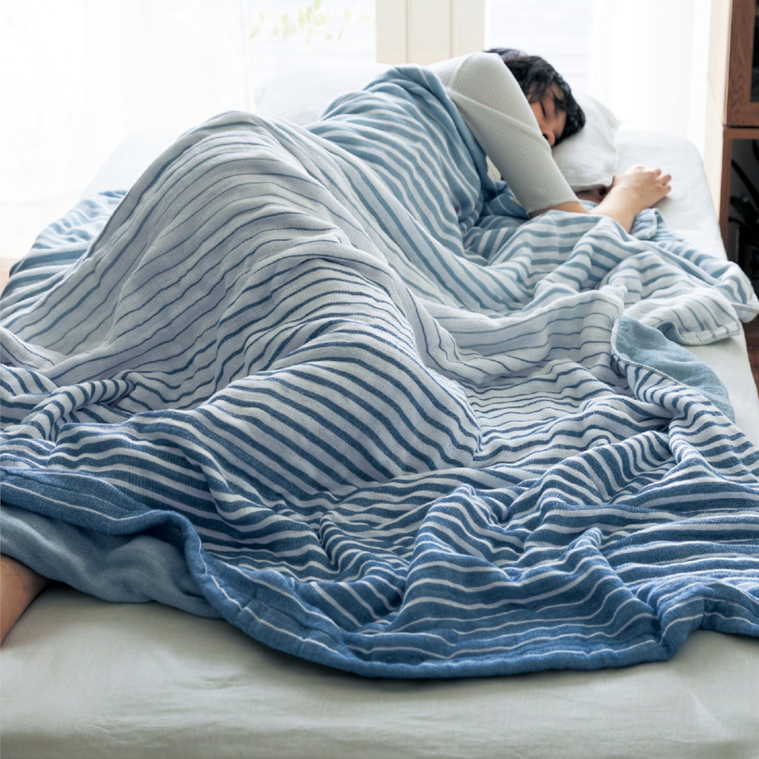 【ベルメゾン】やわらかいのにふっくらボリュームのある今治6重ガーゼケット[日本製]