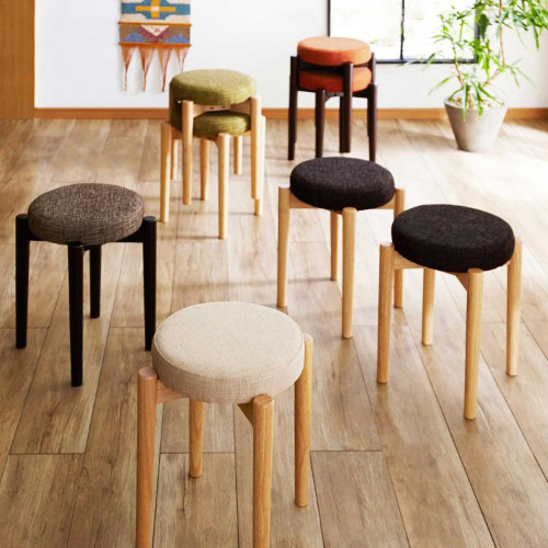 【ベルメゾン】カラー展開豊富な丸型スタッキングスツール2脚セット