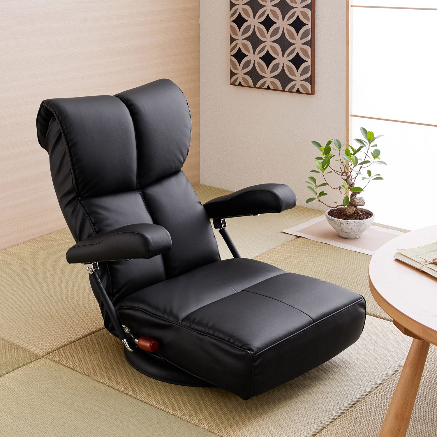 ＜ベルメゾン＞合皮のリクライニング座椅子[日本製]画像