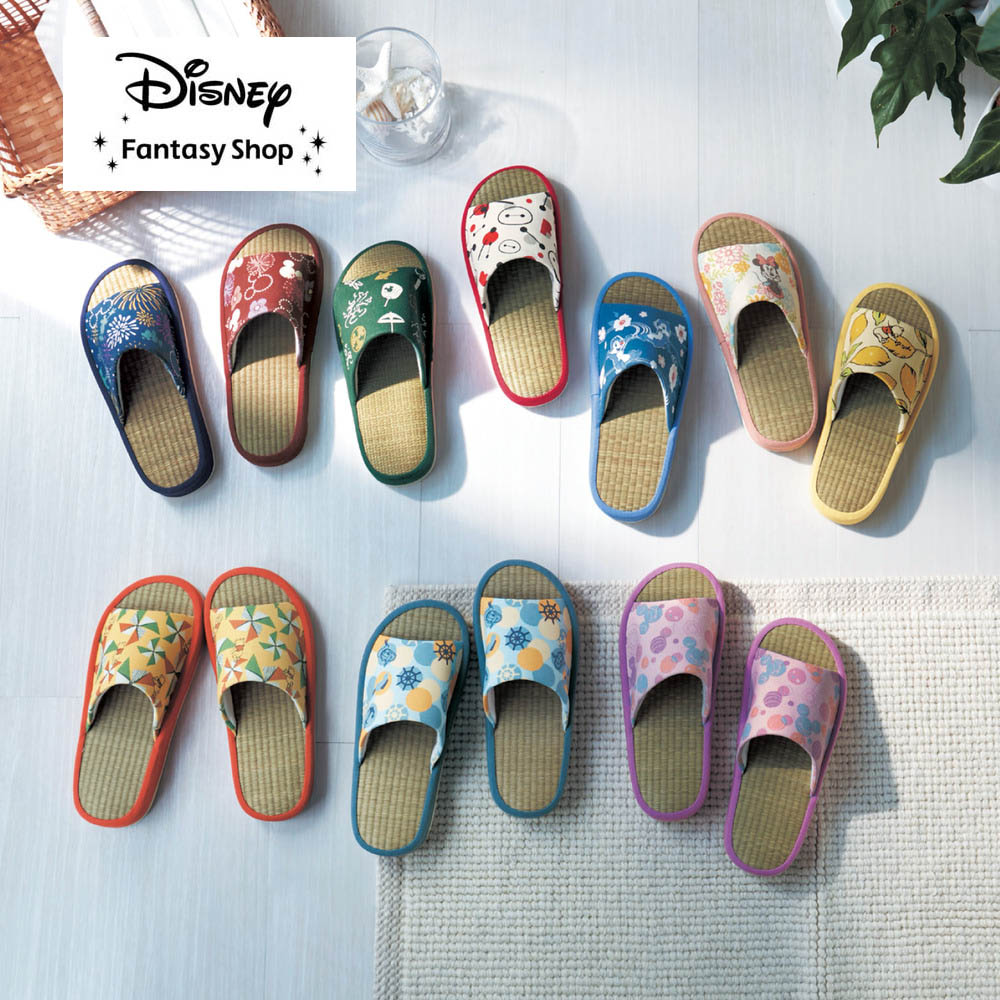 【ディズニー/Disney】ディズニーデザインと過ごす夏の涼。心地よいふっくらウレタン入りい草スリッパ(選べるキャラクター) 【夏スリッパ】