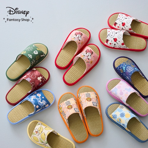 【新柄登場】 ディズニーデザインと過ごす夏の涼。心地よいふっくらウレタン入りい草スリッパ(選べるキャラクター) 【夏スリッパ】