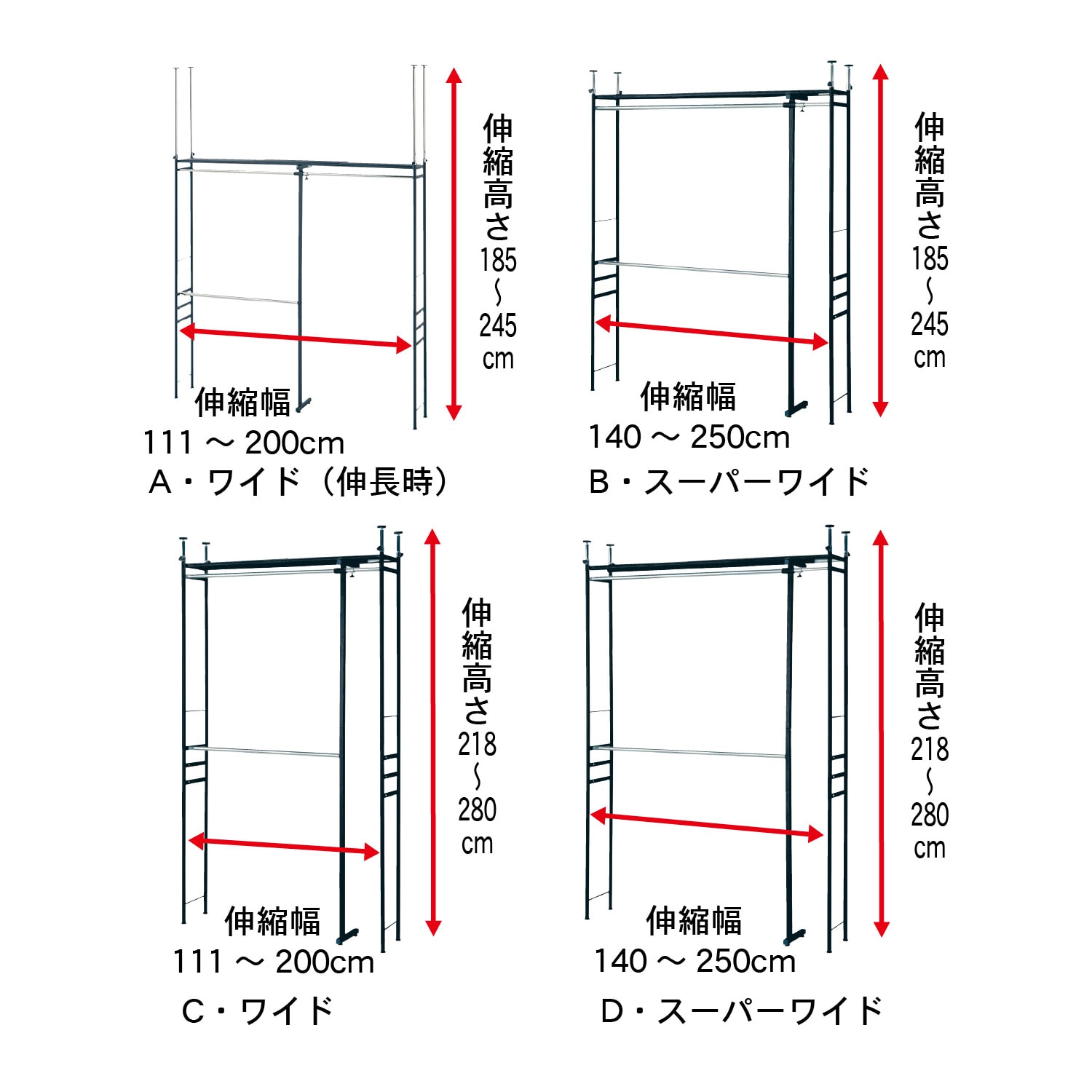 設置しやすい突っ張りウォークインクローゼットハンガーラック