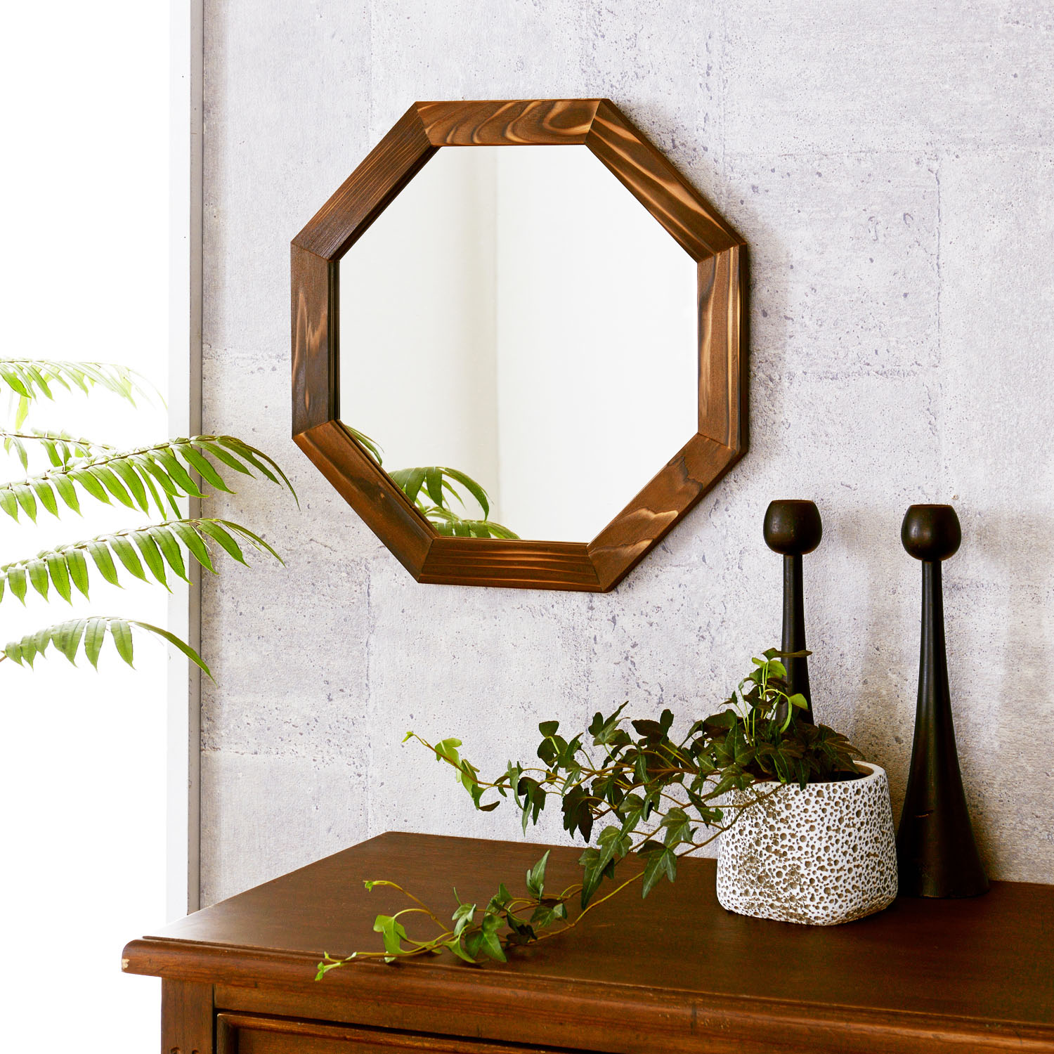 【ベルメゾン】杉材の八角ミラー 【ベルメゾン】杉材の八角ミラー
