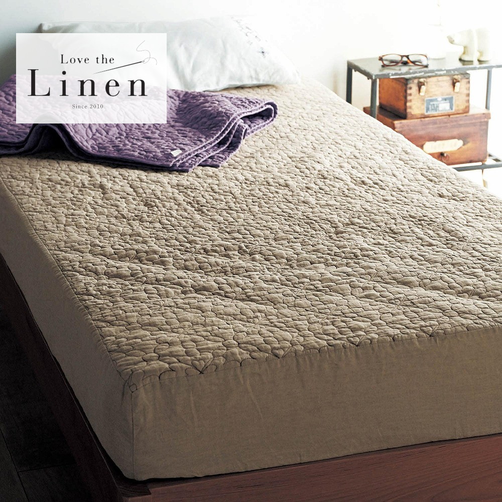 【ラブザリネン/Love the Linen】フレンチリネンウォッシュキルトボックスシーツ型敷きパッド
