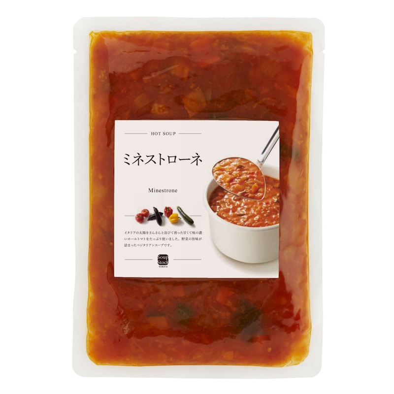 イタリアの太陽をさんさんと浴びて育った甘くて味の濃いホールトマトをたっぷり使いました。トマトを中心に