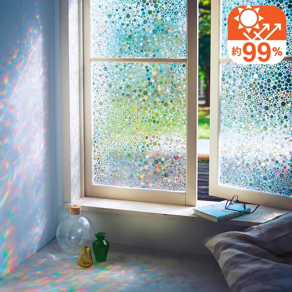 【ベルメゾン】 ステンドグラスのような窓ガラス目隠しシート2枚セット[日本製] 【遮熱最大約-5.5°C