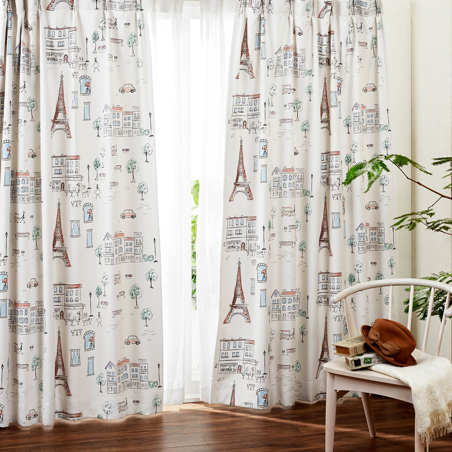 【プルーン/Plune.】【オーダー】 パリの街モチーフの遮光オーダーカーテン