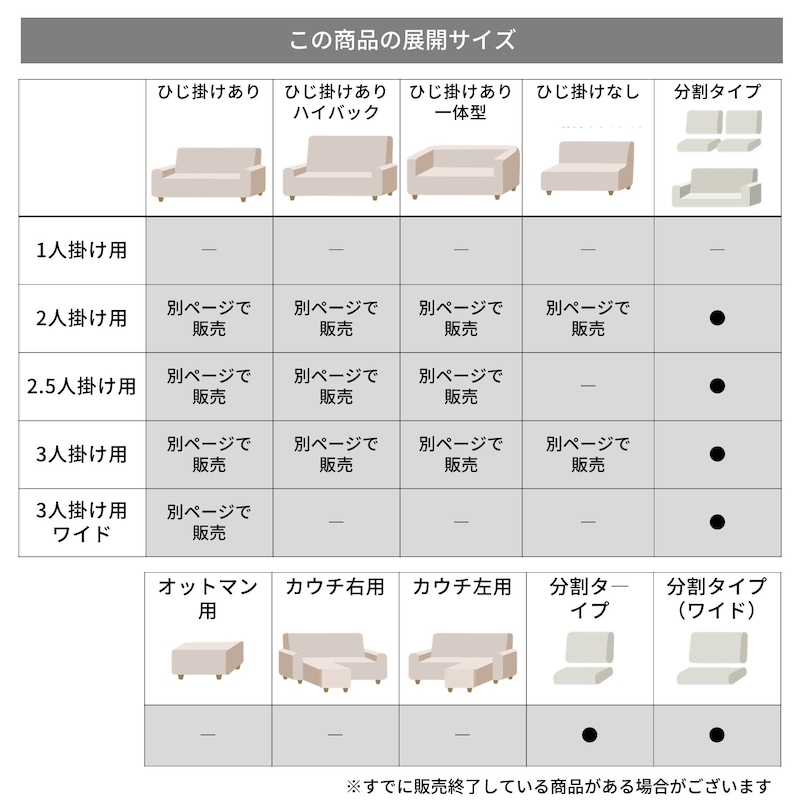 サイズ展開