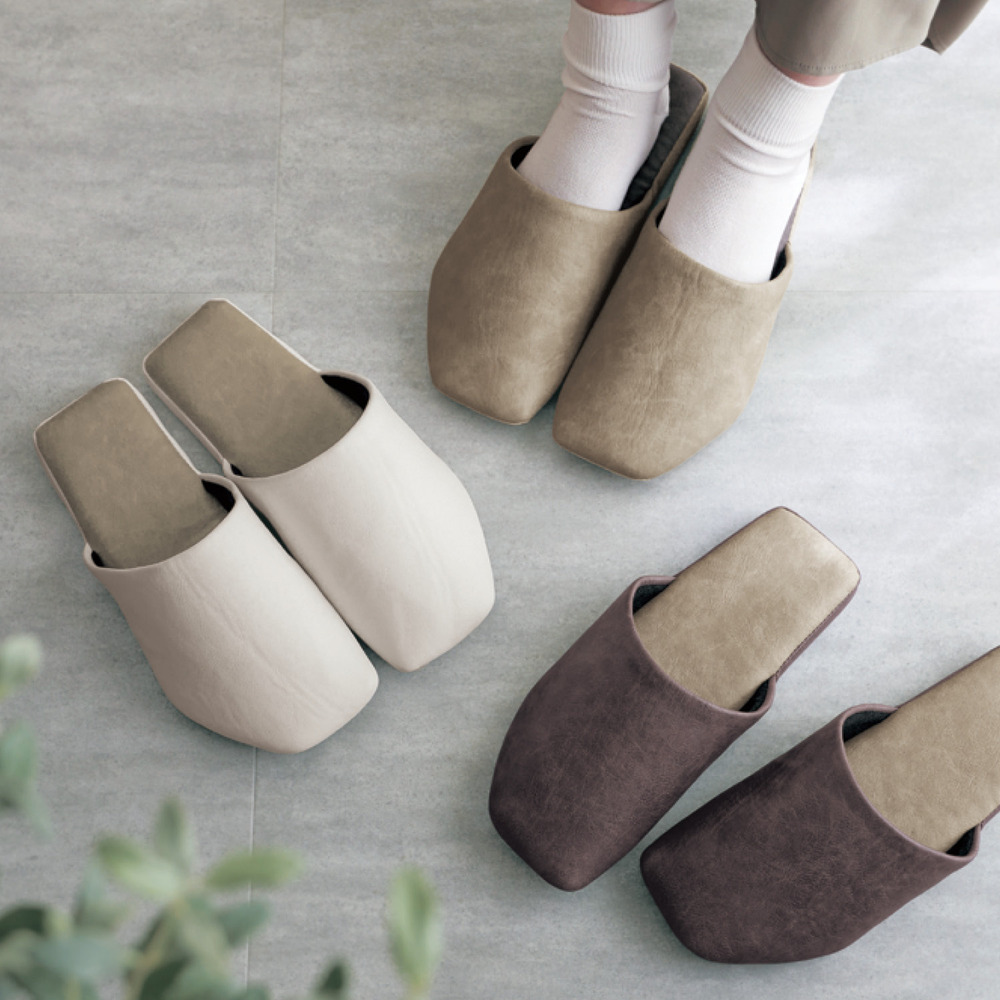 【BELLE MAISON DAYS】綺麗に揃えたくなる洗える合皮スリッパ