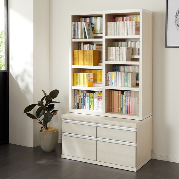 【ベルメゾン】[日本製]ダブル棚板の木目調本棚・オープンラック