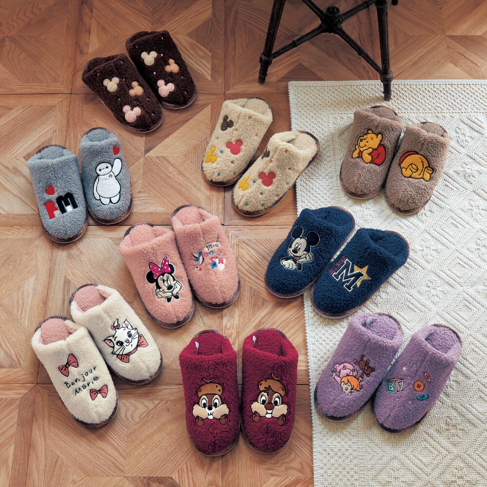 【ディズニー/Disney】足首まであったかな脱ぎ履きしやすいもこもこボアスリッパ(選べるキャラクター)