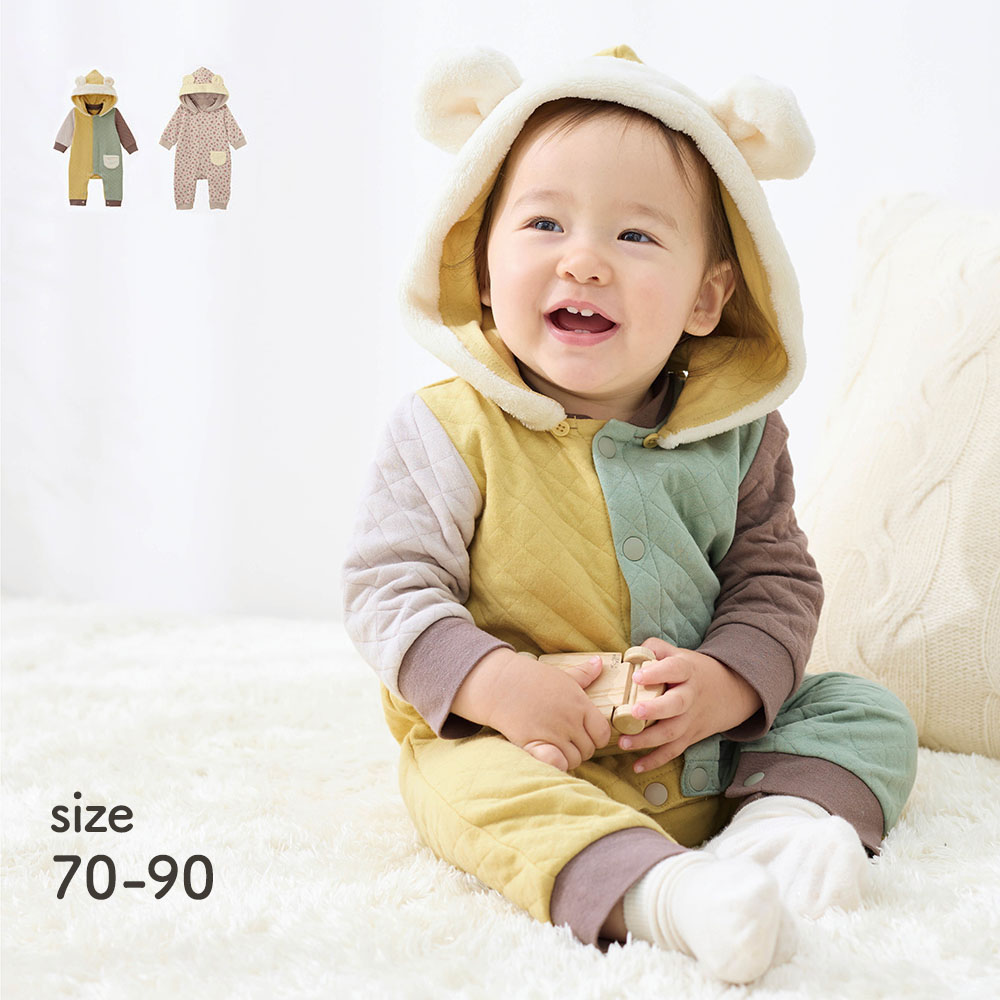 【ジータ/GITA】ニットキルト前開きカバーオール 【ベビー服 長袖】