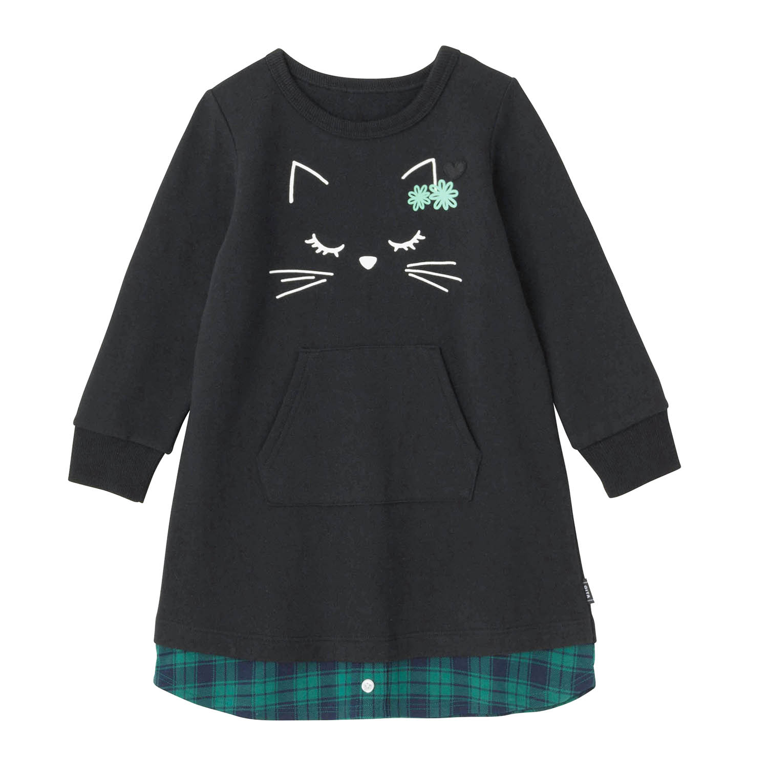 【ジータ/GITA】名札ココ選べるプリント裾切替え裏起毛ワンピース 【子供服 長袖】