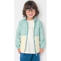 サックス×アイボリー／モデル身長109cm・サイズ110