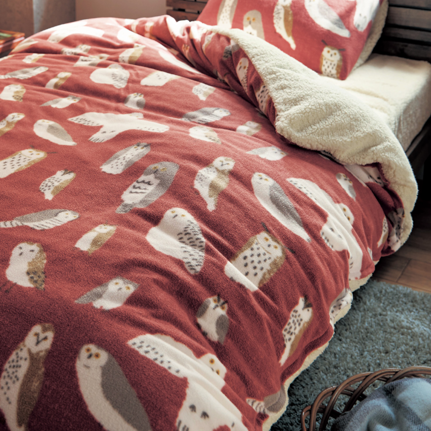 【ベルメゾン】フリースとシープ調ボアの掛け布団カバー