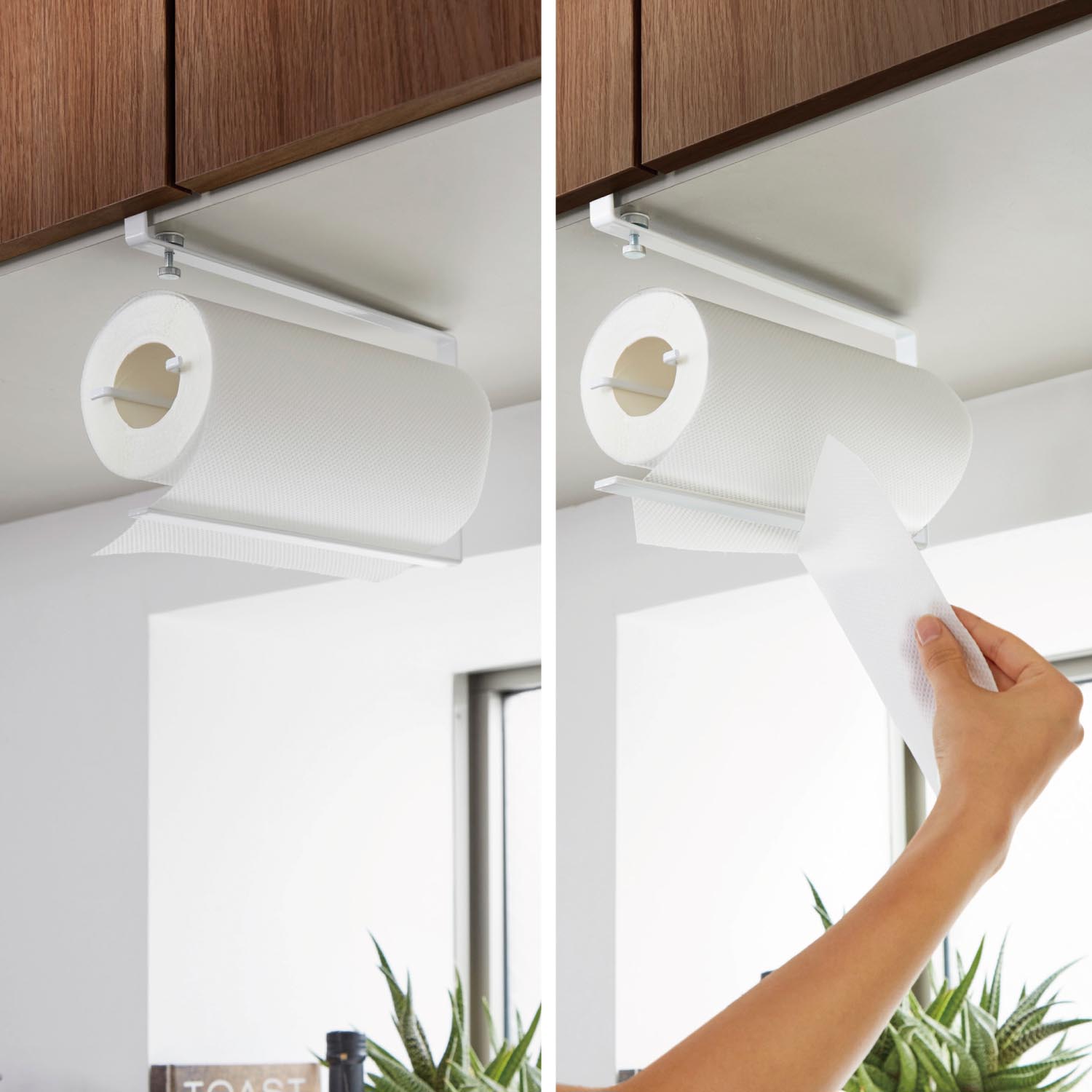 【タワー/tower】片手で切れる吊り戸棚下キッチンペーパーホルダー 【タワー/tower】片手で切れる吊り戸棚下キッチンペーパーホルダー