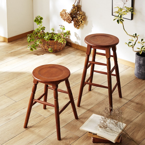 【ベルメゾン】天然木のカントリー調スツール