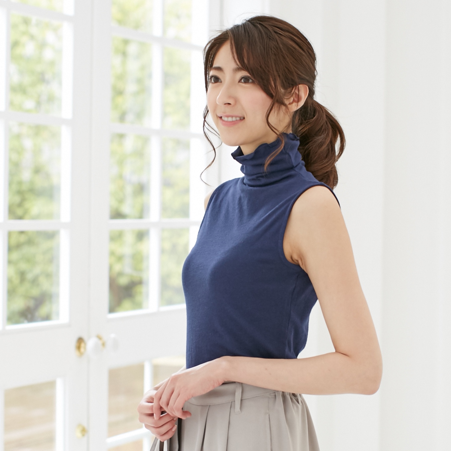 【ベルメゾン】ボトルネックタンクトップ