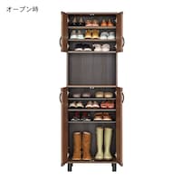 可動棚を抜いてブーツを収納する事もできます/ブラウン