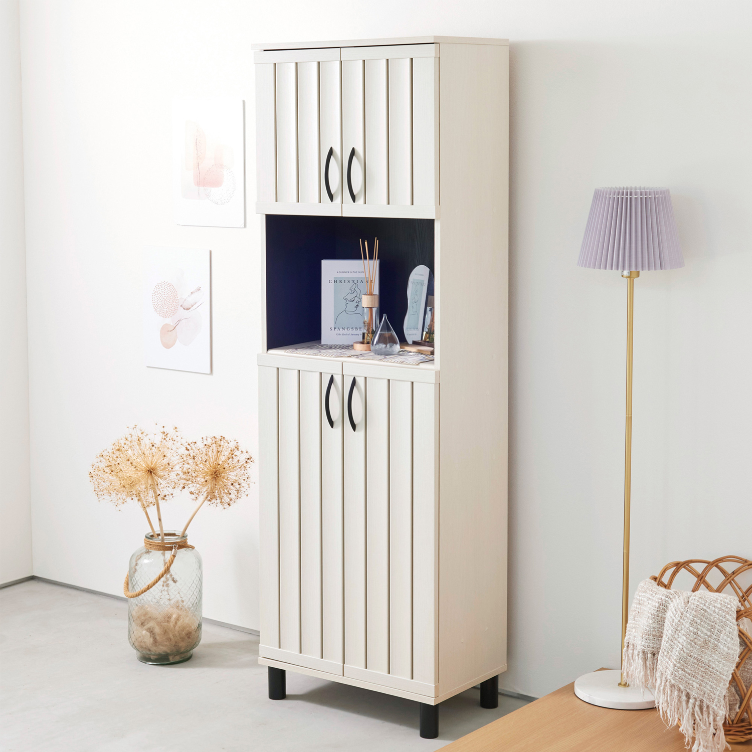 【ベルメゾン】木目調デザインの通気性に優れたハイタイプシューズボックス