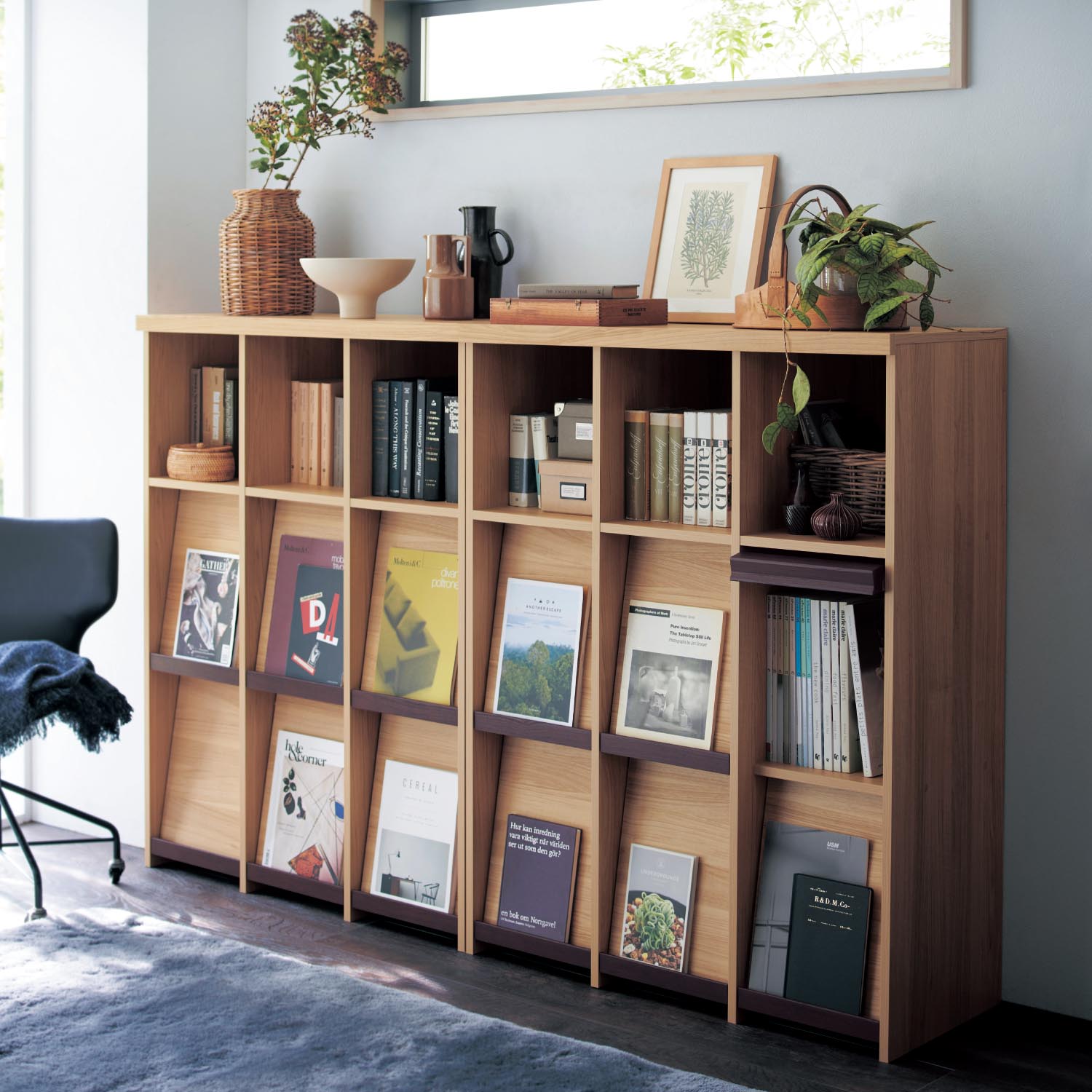 【ベルメゾン】フラップ扉付きディスプレイラック・本棚