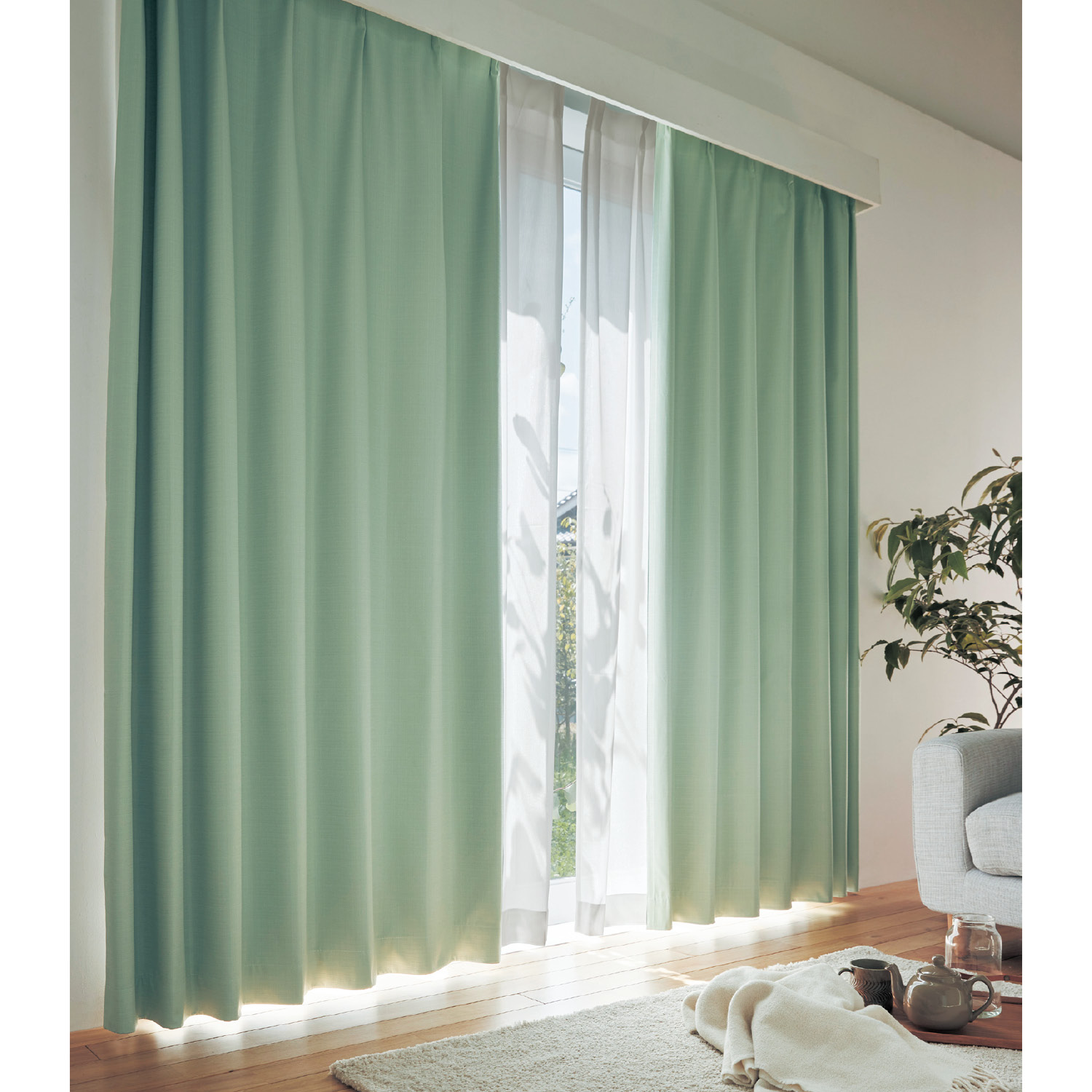 【ベルメゾン】【99サイズ】 裏面コーティングの遮光・遮熱・防音・形状記憶カーテン