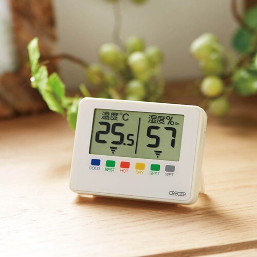 ポータブルデジタル温時計＆湿度計 ＜約７．４×５．６ｃｍ＞