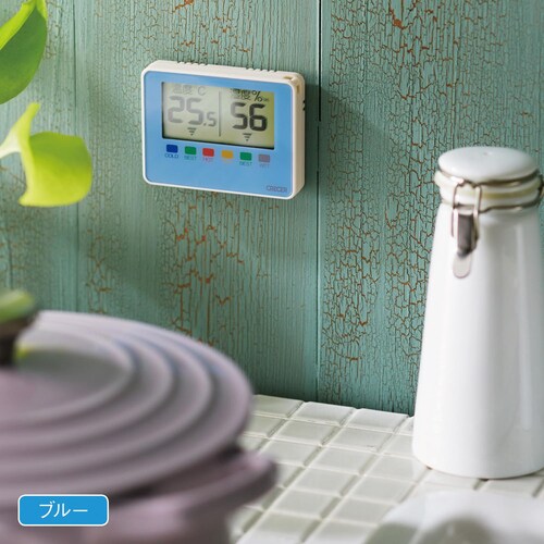 ポータブルデジタル温時計＆湿度計 ＜約７．４×５．６ｃｍ＞