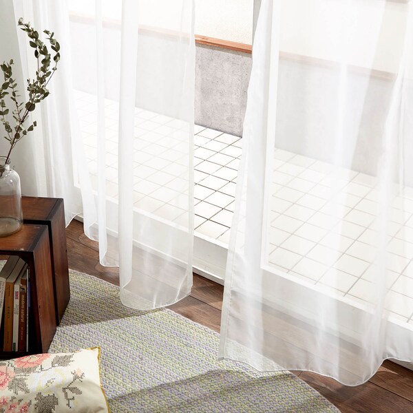 【ベルメゾン】【99サイズ】 継ぎ目がなくてすっきり軽やかな印象の防炎レースカーテン