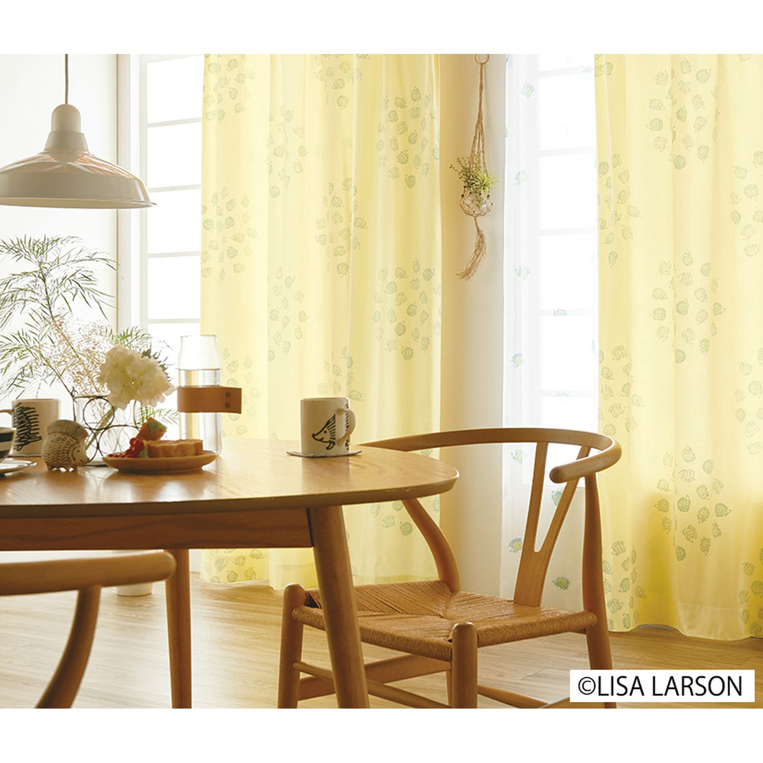 【リサ・ラーソン/Lisa Larson】【32サイズ】 綿素材を使ったざっくりナチュラルカーテン「ハリネズミ」