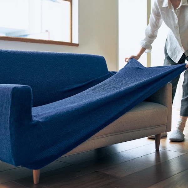 【ベルメゾン】ぴったりフィットするリネン混撥水の伸びるソファーカバー